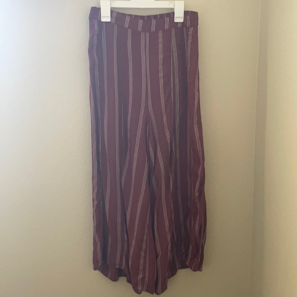 Flowy red and white striped pants